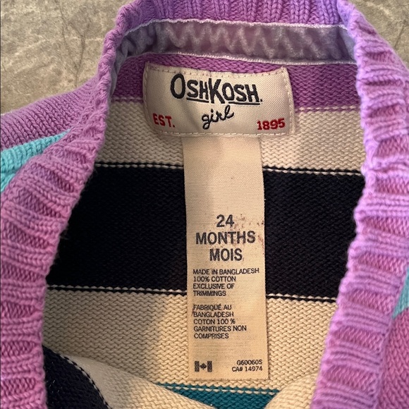 OshKosh B'gosh Multicolor Striped Sweater Size 24 Month - Picture 2 of 3